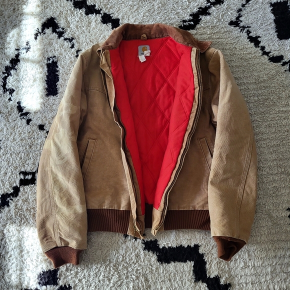 Vtg Carhartt J13 BRN Santa Fe Western Jacket Red Quilted Lined Large Brown Read - Picture 8 of 11